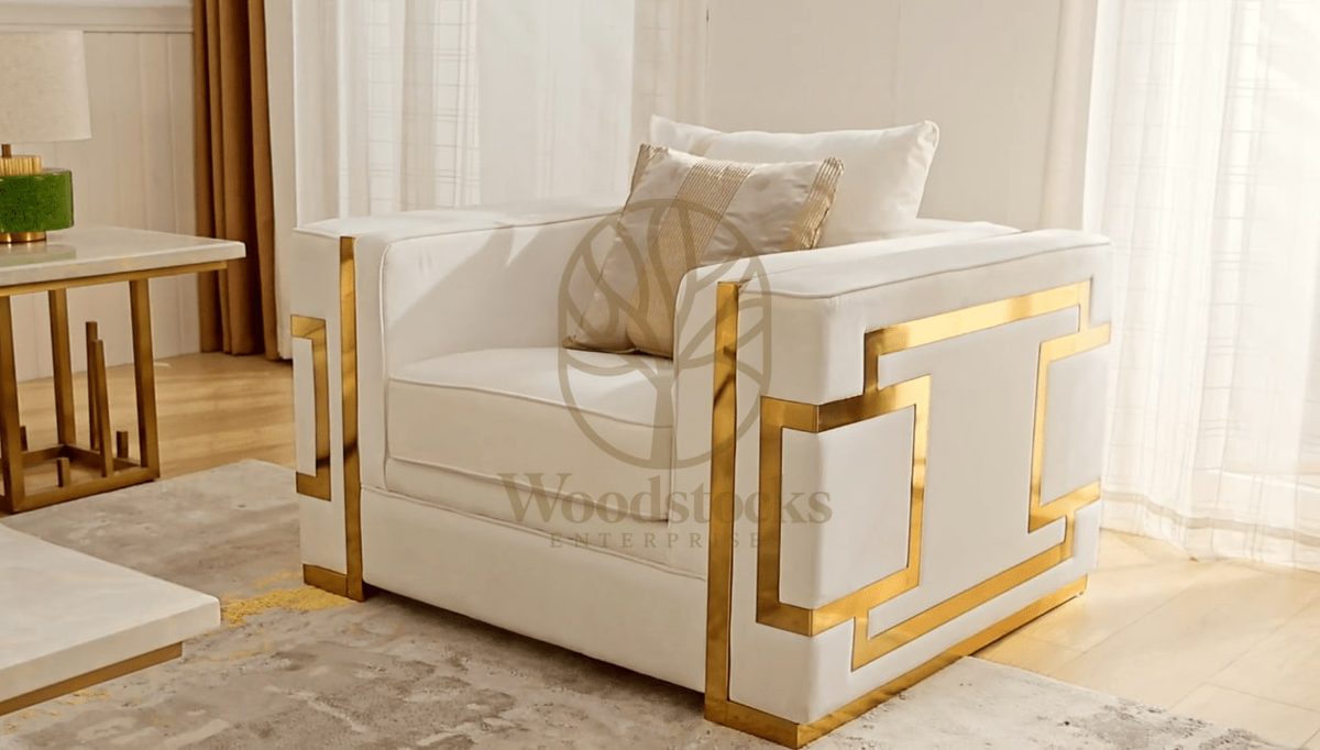 Contemporary Gold Sofa Set, Sofa Set