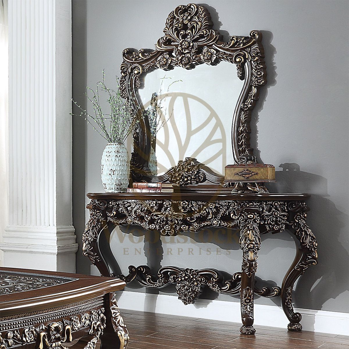 Teak Vintage Antique Gold Decorative Mirror III, Mirror Frame