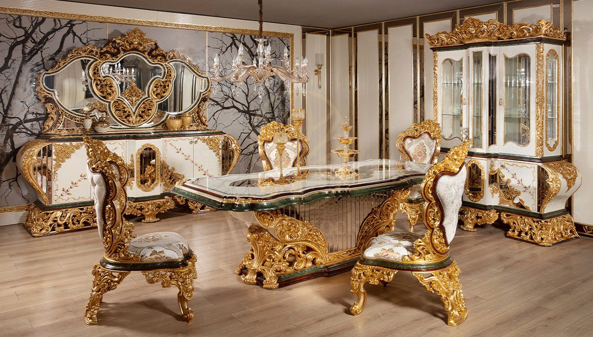 Royal Milano Hand Carved Teak Dining Table Set, Saharanpur, Dining Table