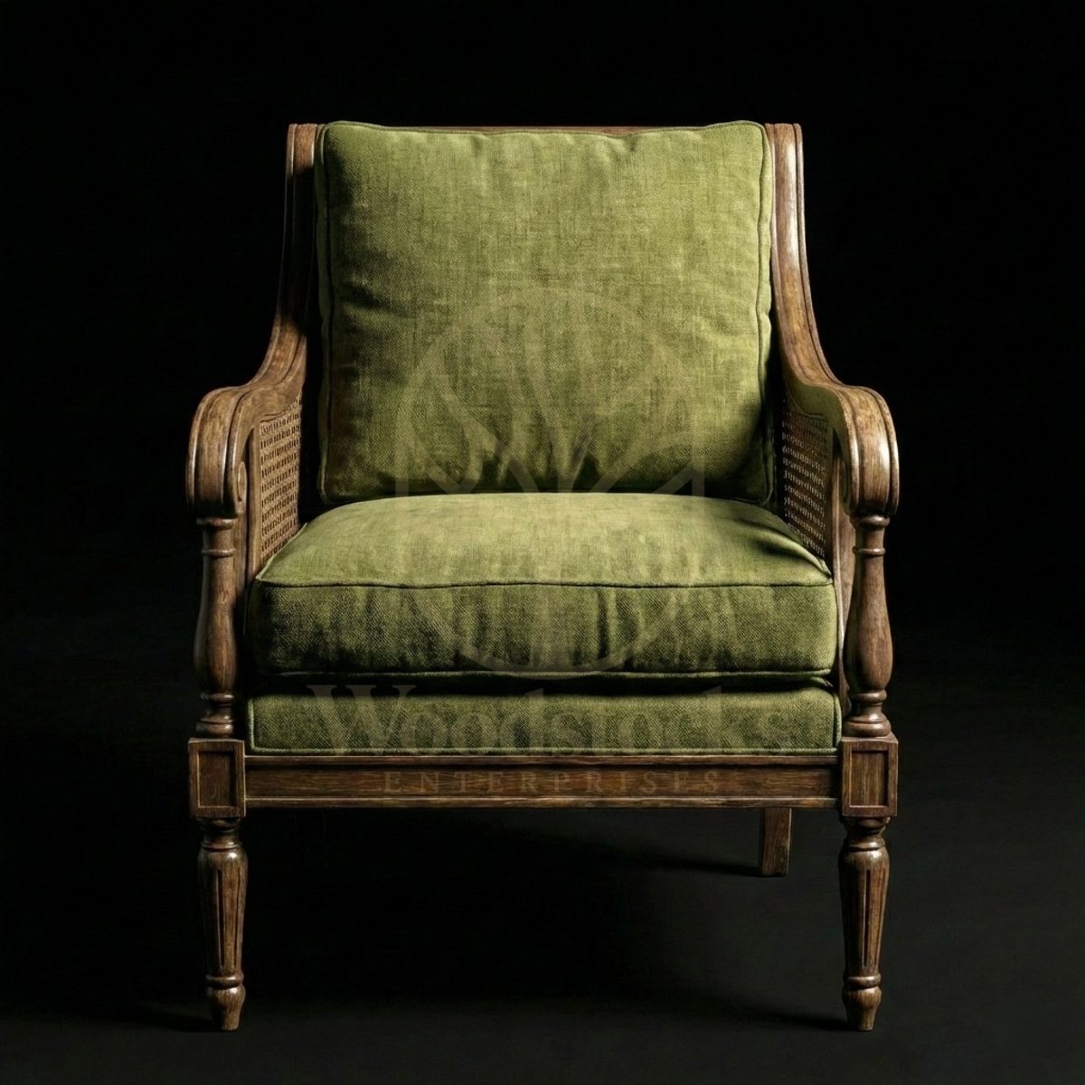 Hand Carved Teak Anglo-Indian Cane Lounge Chair, Saharanpur, view 2