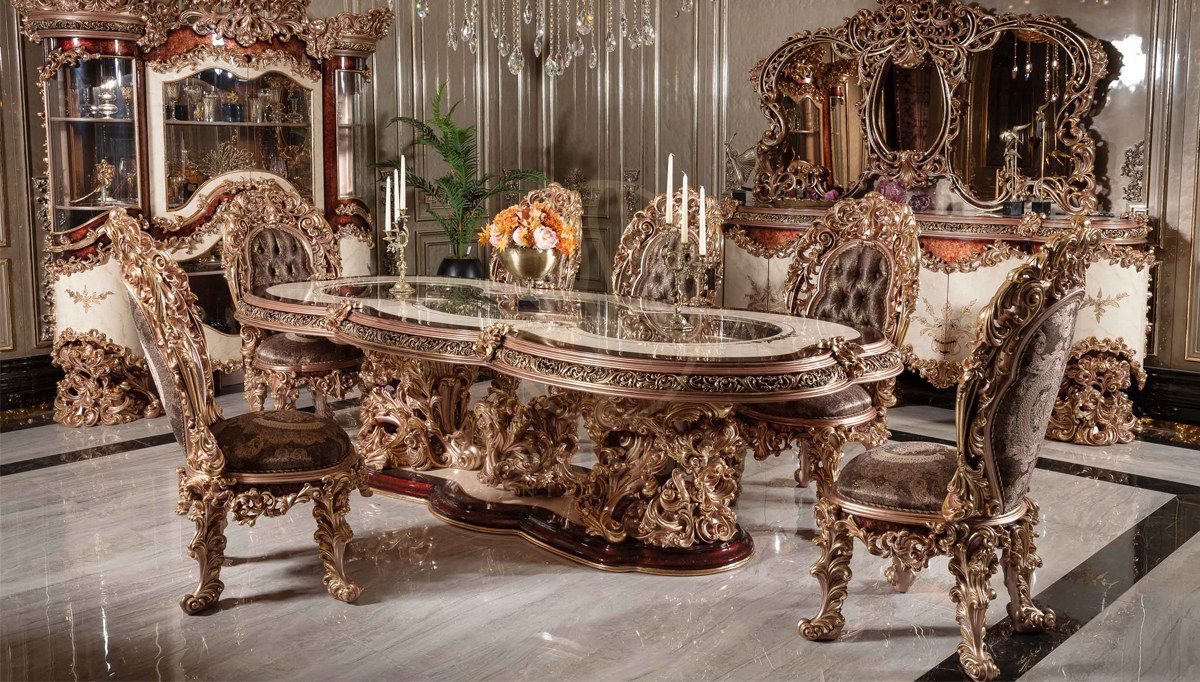 Royal Sumela Hand Carved Teak Dining Table Set, Saharanpur, view 7