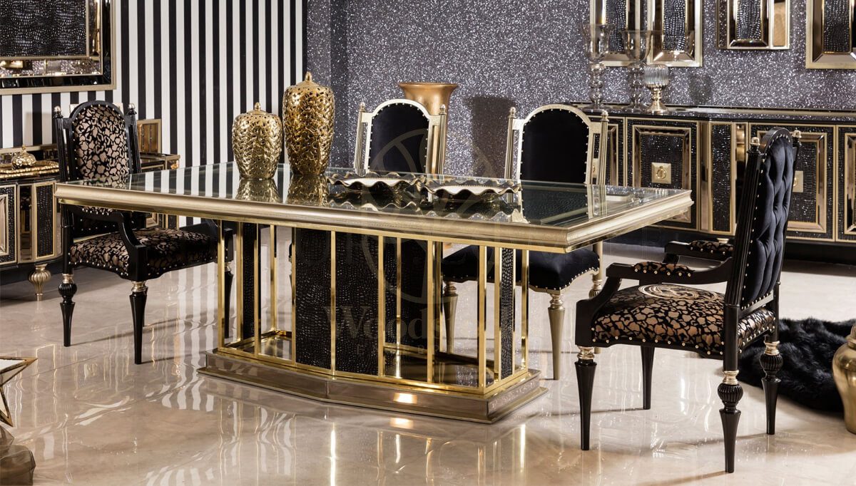 Luxury Kostende Black Handcrafted Teak Dining Table Set, Saharanpur, view 3
