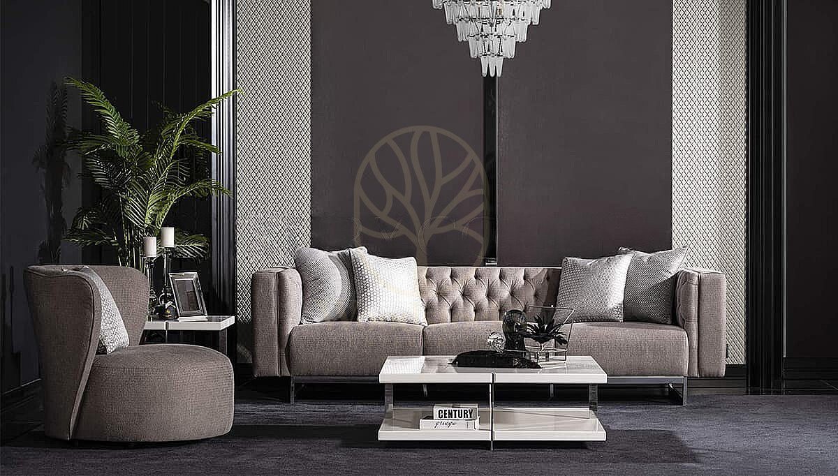 Luxury Varenna White Grey Handcrafted Teak Sofa Set, Saharanpur, view 2