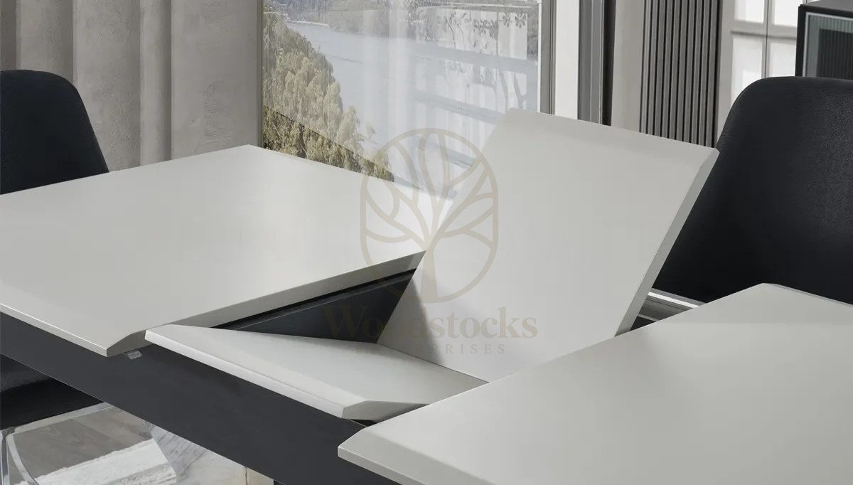 Luxury Alinas Grey Handcrafted Teak Dining Table Set, Saharanpur, view 6