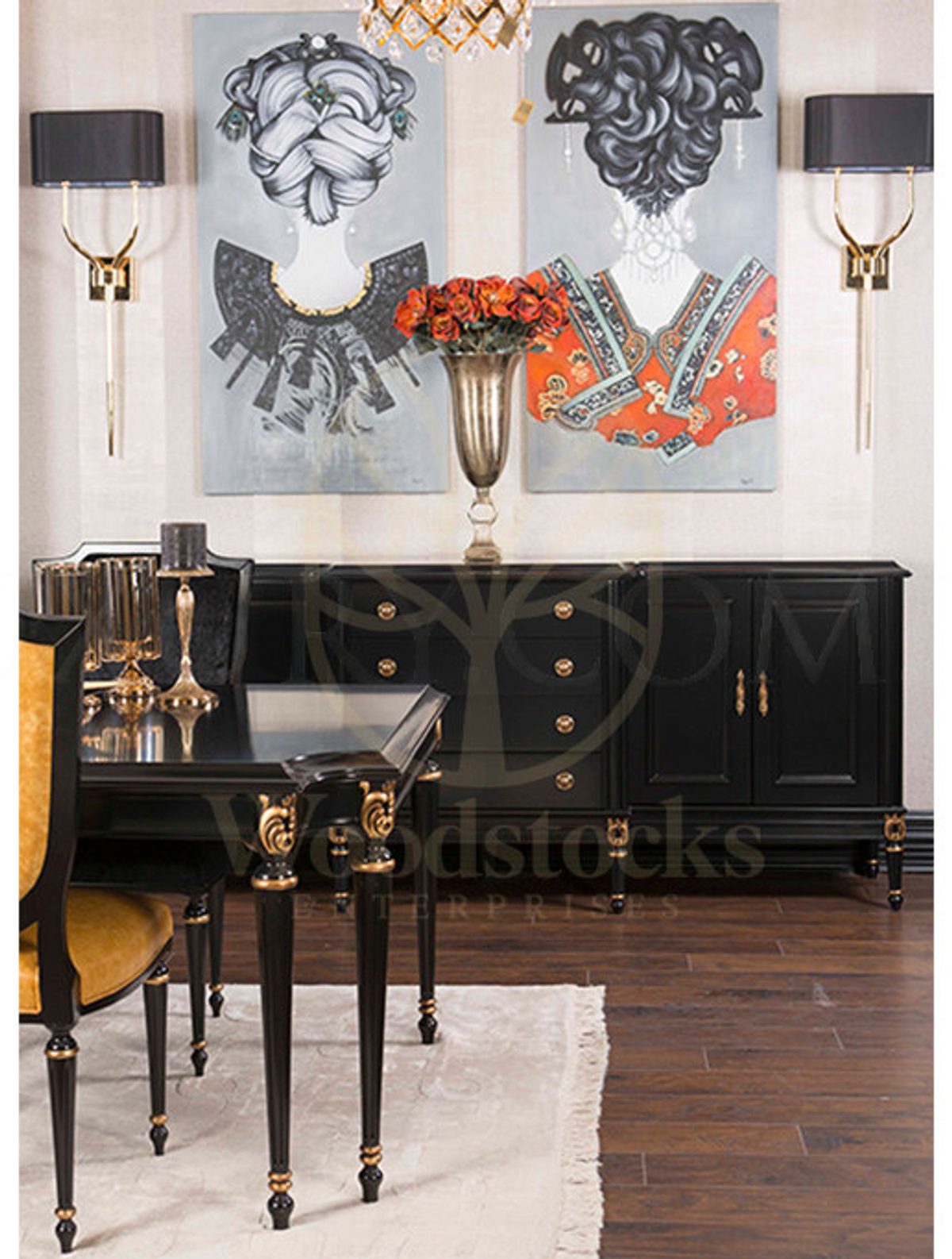 Luxury Hecuba Art Deco Handcrafted Teak Dining Table Set, Saharanpur, view 10
