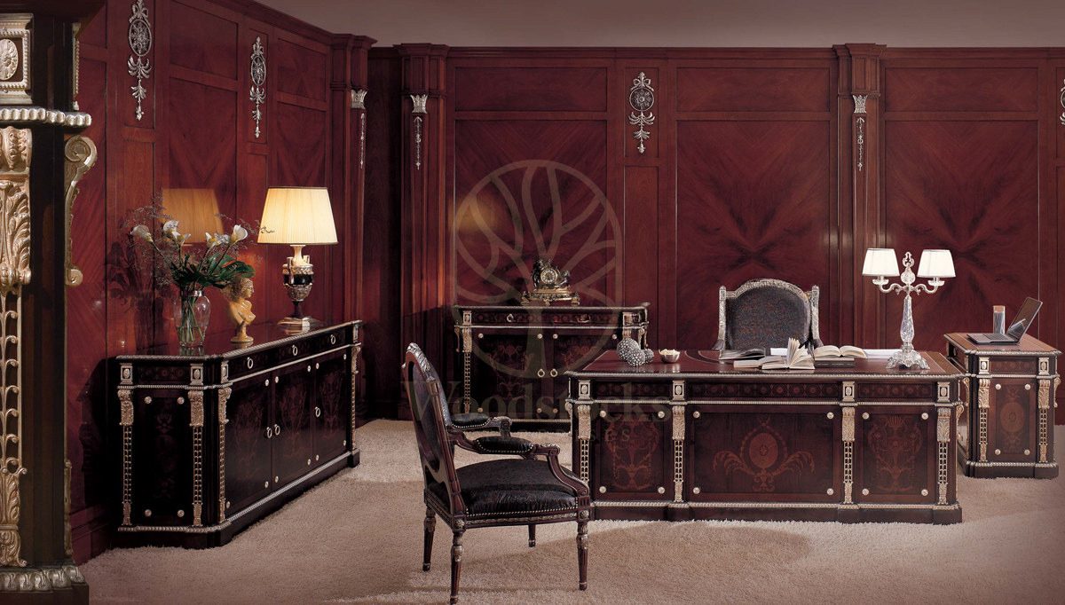 Royal Lepon Bronze Hand Carved Teak Office Table, Saharanpur, Office & Study Table