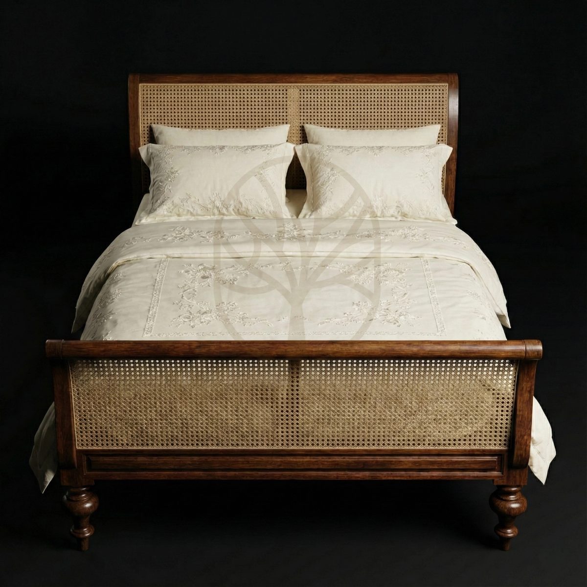 Royal Teak Arles Provincial Cane-Back Bed, Saharanpur, view 2