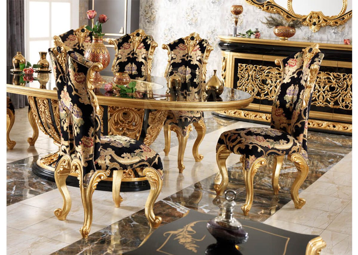 Royal Harzemsah Black Hand Carved Teak Dining Table Set, Saharanpur, view 4