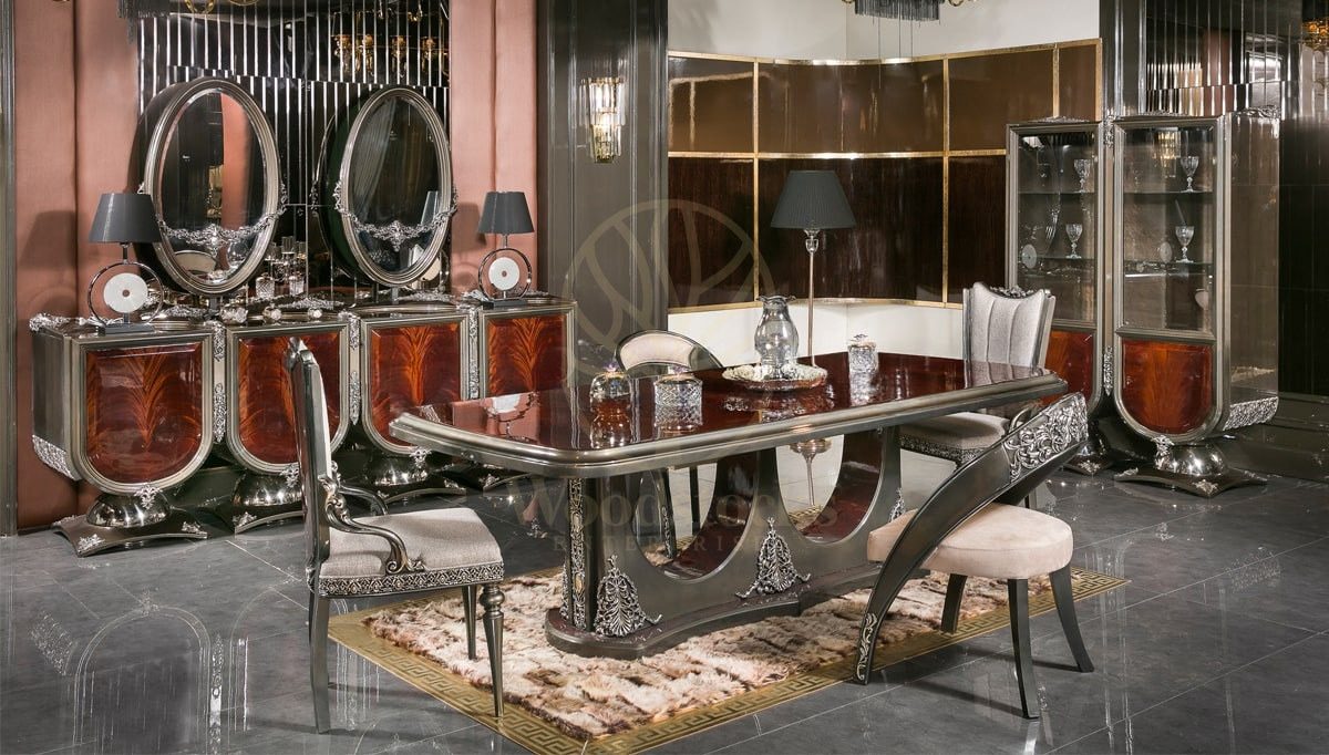 Royal Delato Hand Carved Teak Dining Table Set, Saharanpur, Dining Table