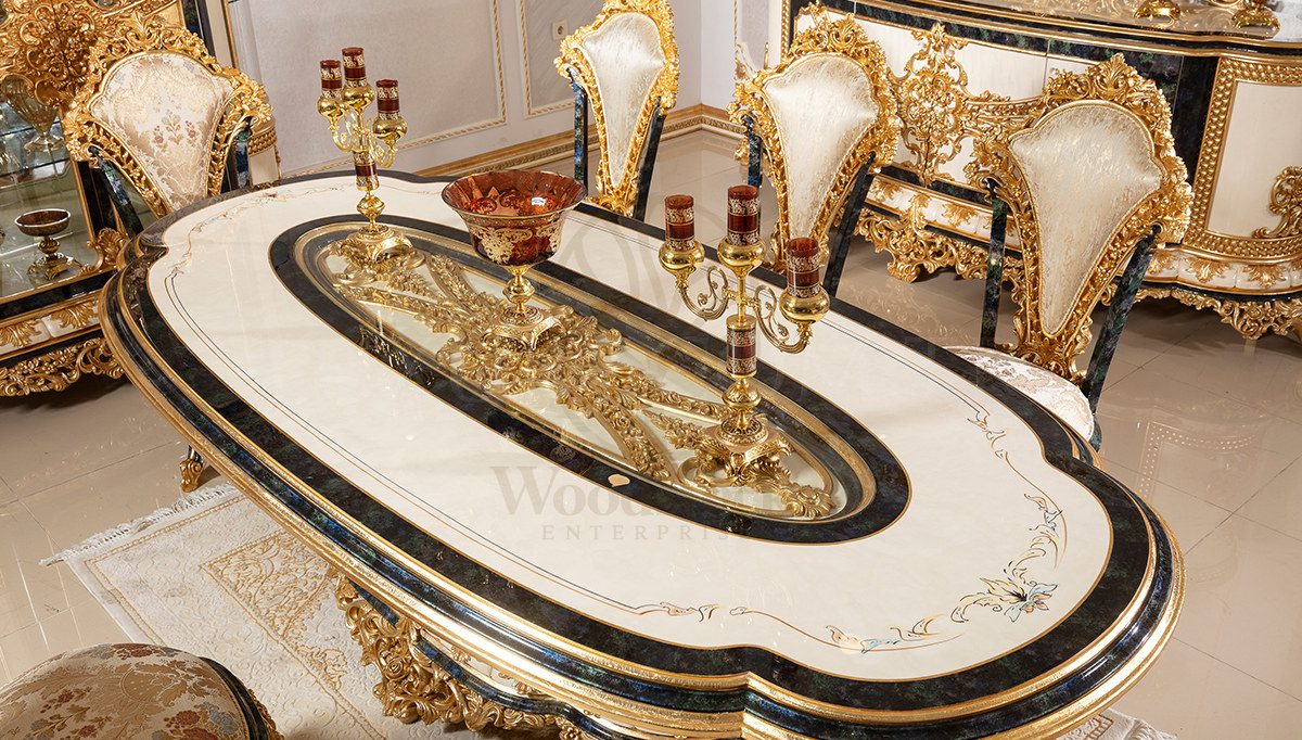 Royal Luxe Hand Carved Teak Dining Table Set, Saharanpur, view 9