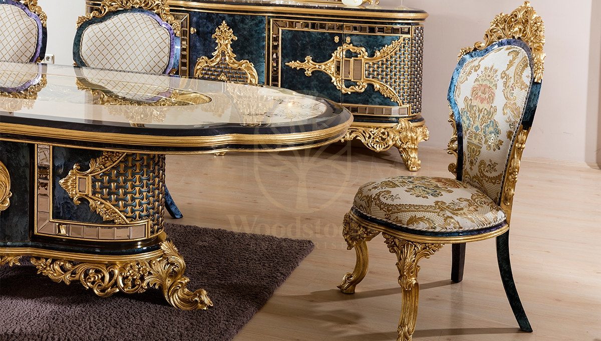 Royal Dubai Hand Carved Teak Dining Table Set, Saharanpur, view 2