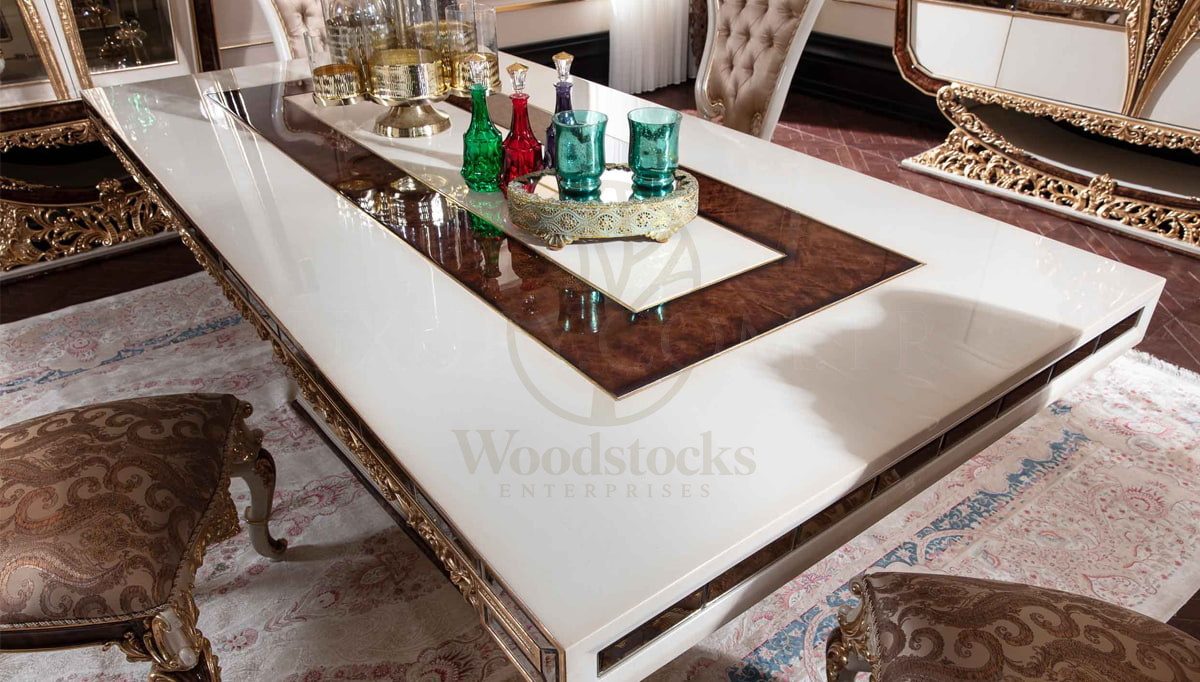 Royal Eritre Bronze Hand Carved Teak Dining Table Set, Saharanpur, view 5