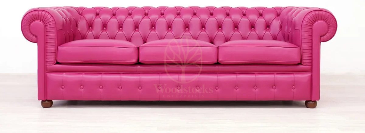 Royal Monza Chesterfield Leather Hand Carved Teak Sofa Set, Saharanpur, view 4