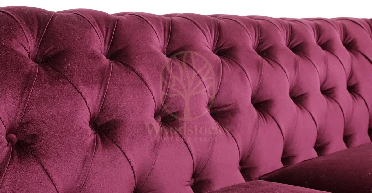 Royal Luna Chesterfield Velvet Hand Carved Teak Sofa Set, Saharanpur, view 3