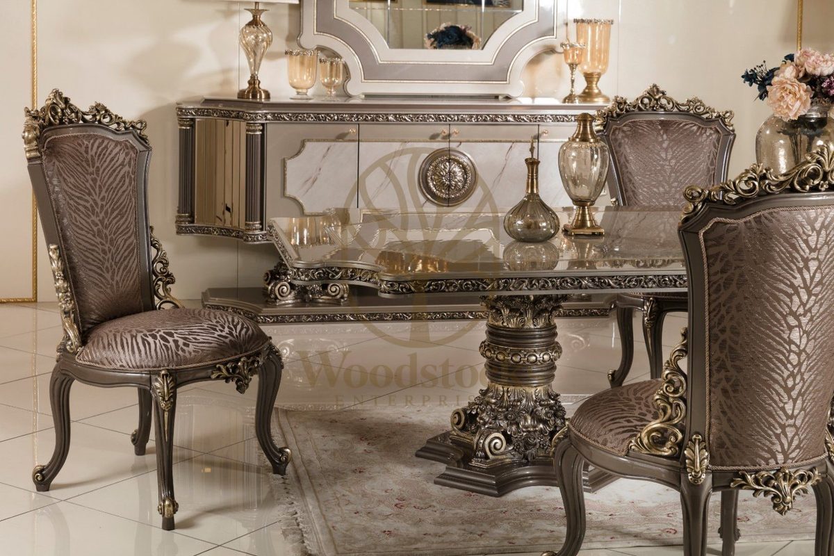 Teak Roma Taupe and Silver Dining Set, view 11