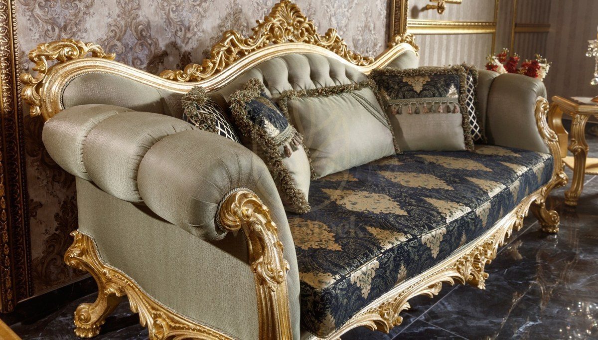 Royal Monesa Gold Leaf Hand Carved Teak Sofa Set, Saharanpur, view 8