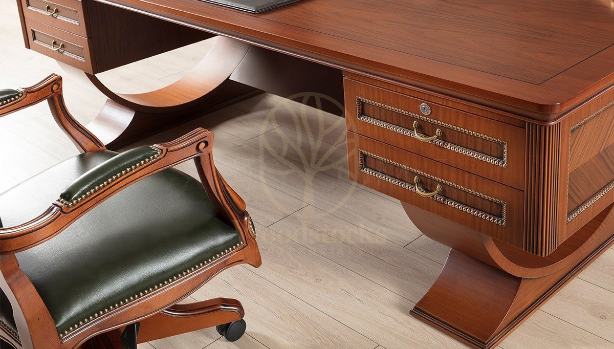 Royal Sarika Hand Carved Teak Office Table, Saharanpur, view 6