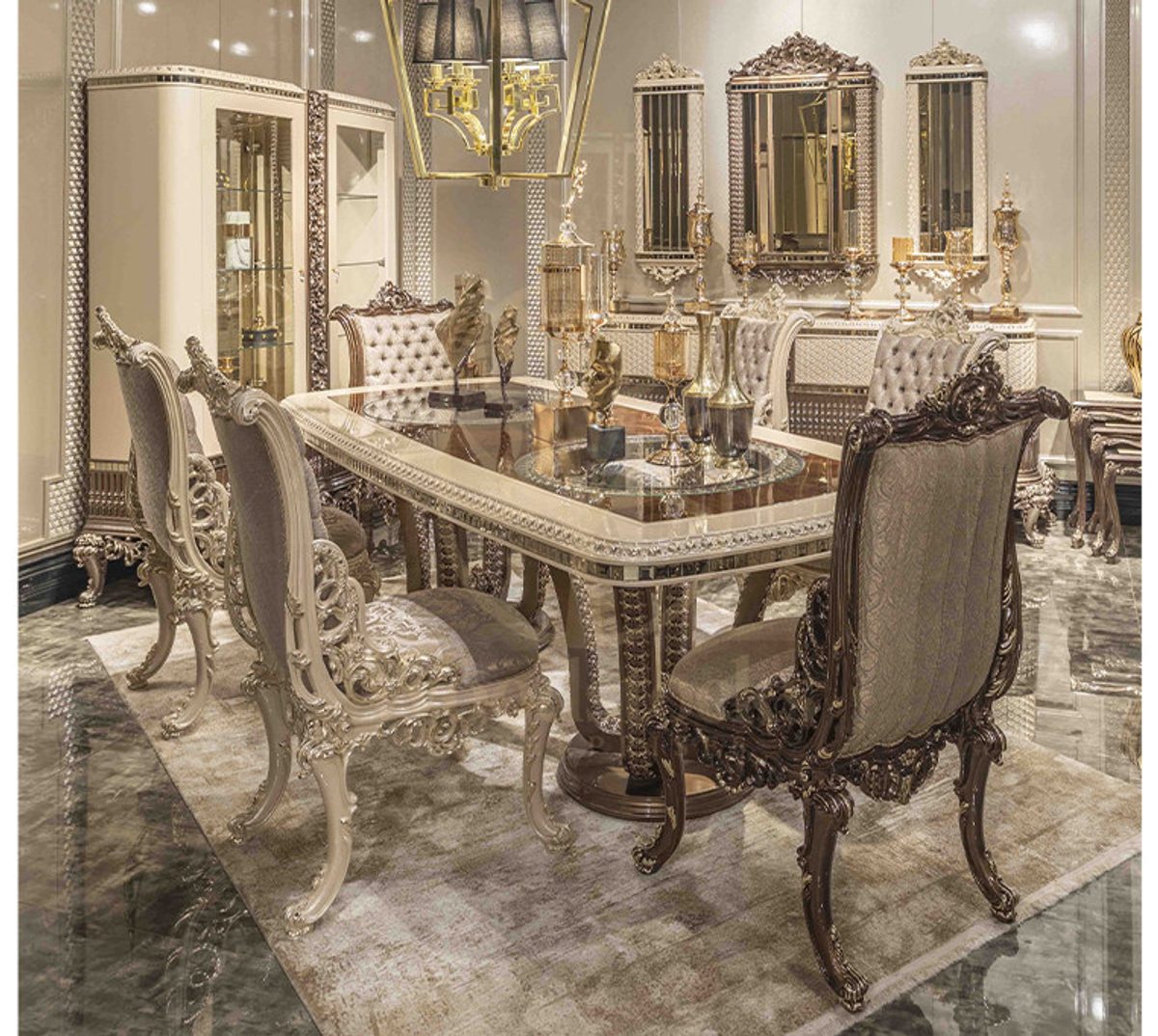 Royal Vita Hand Carved Teak Dining Table Set, Saharanpur, view 7
