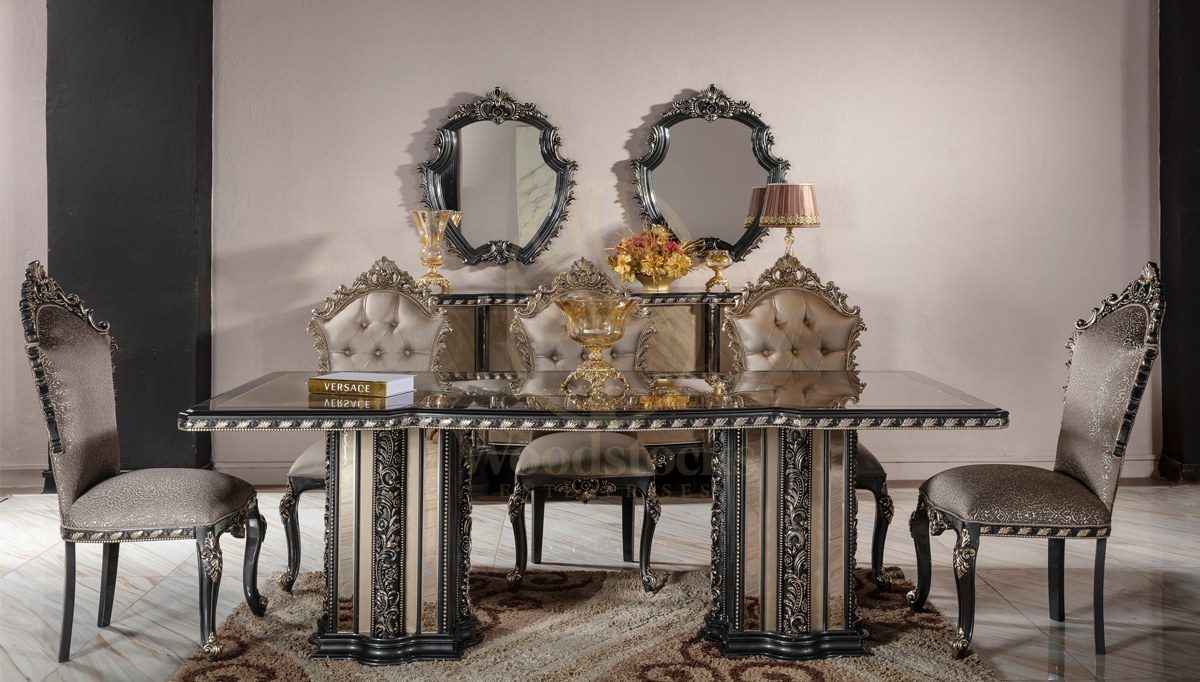Royal Madley Hand Carved Teak Dining Table Set, Saharanpur, view 3