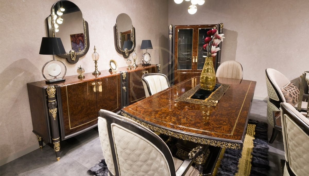 Royal Afra Hand Carved Teak Dining Table Set, Saharanpur, view 2
