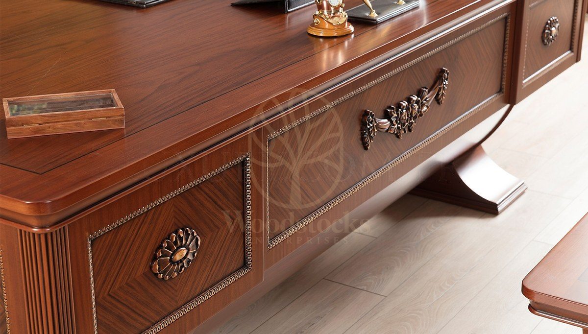 Royal Sarika Hand Carved Teak Office Table, Saharanpur, view 10