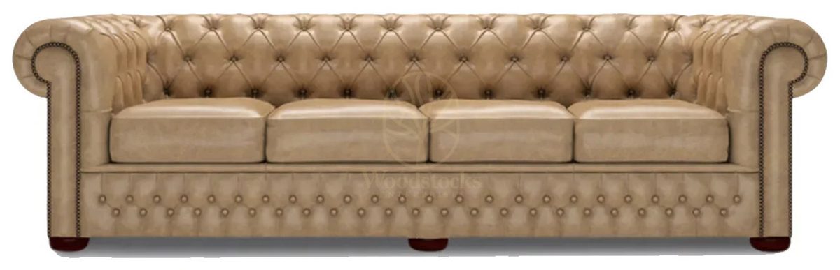 Royal Nirva Chesterfield Leather Hand Carved Teak Sofa Set, Saharanpur, Sofa Set