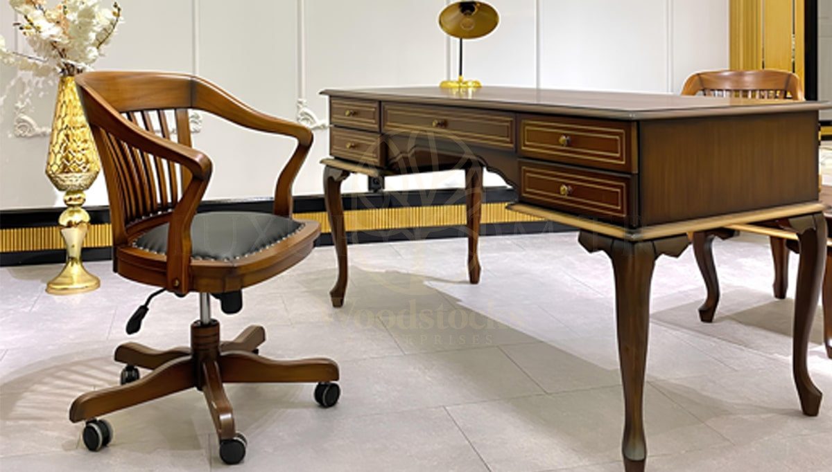 Royal Menekse Hand Carved Teak Office Table, Saharanpur, Office & Study Table