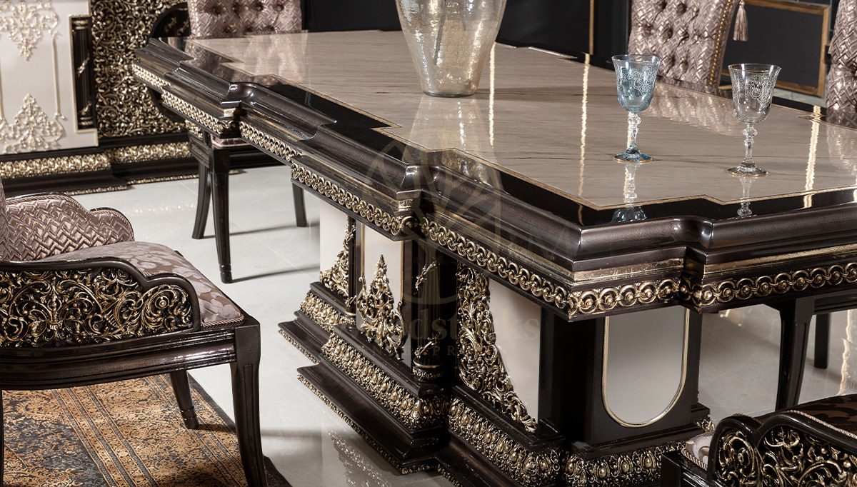 Royal Nazende Hand Carved Teak Dining Table Set II, Saharanpur, view 5