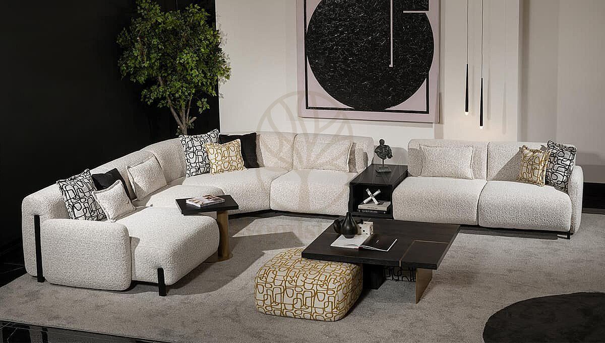 Luxury Cortina Handcrafted Teak L-Shape Sofa II, Saharanpur, view 3