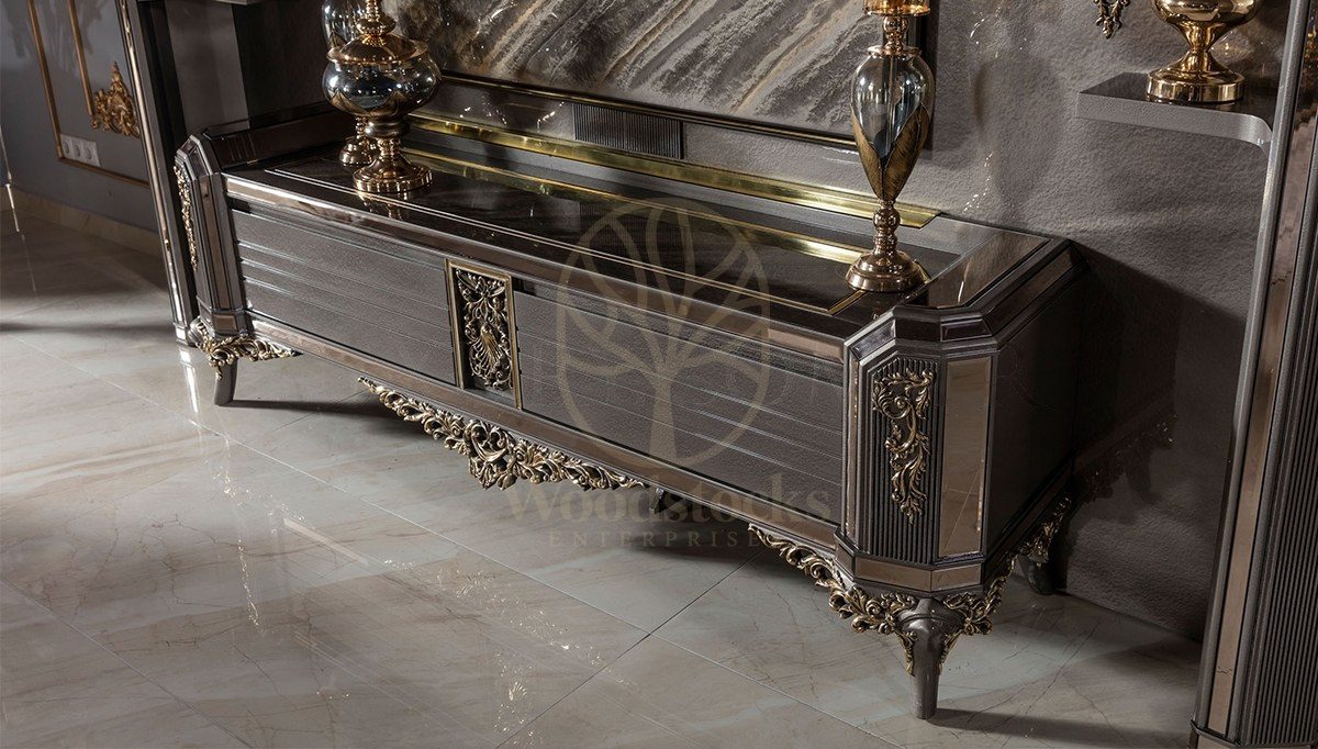 Luxury Rabesa Handcrafted Teak TV Cabinet, Saharanpur, view 3