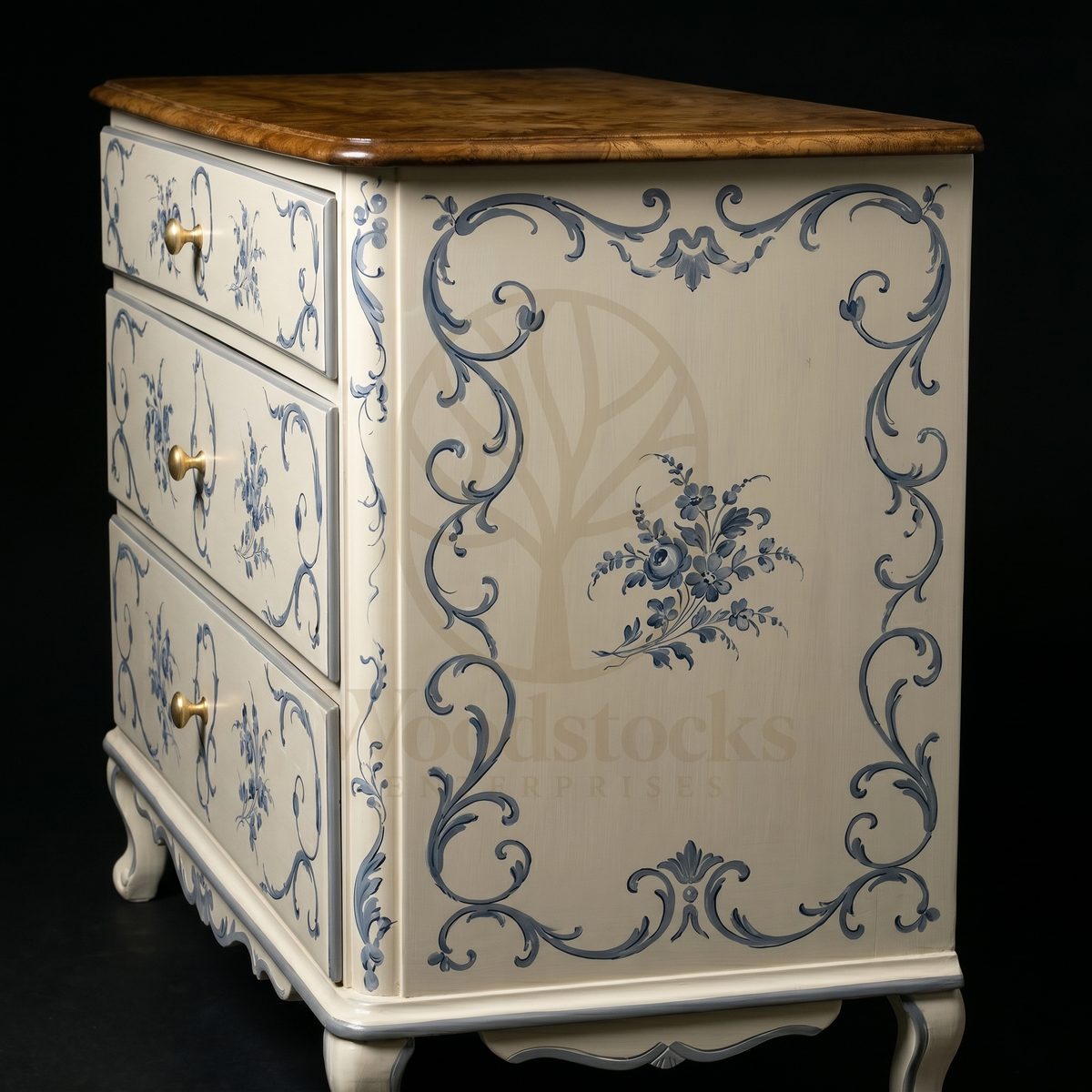 Royal Teak Chantilly Bleu Provincial Chest, Saharanpur, view 3