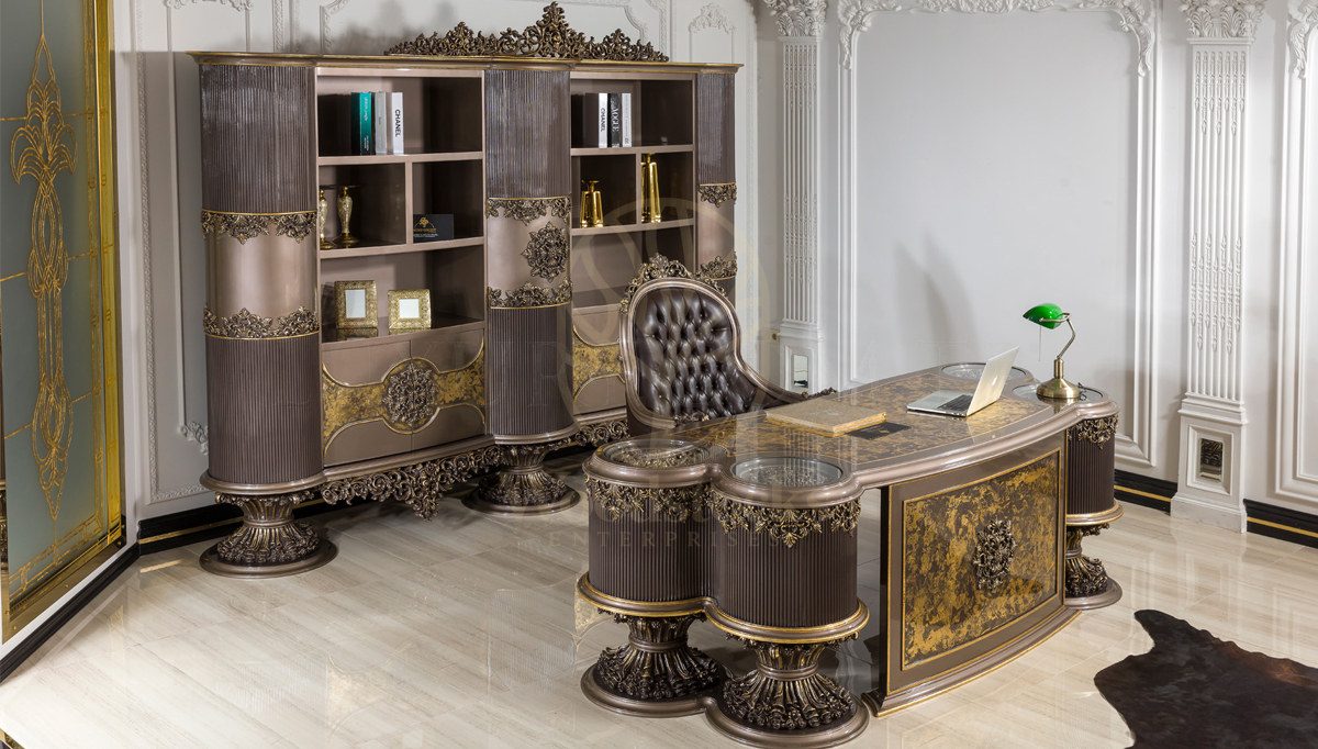 Royal Neova Hand Carved Teak Office Table, Saharanpur, view 4