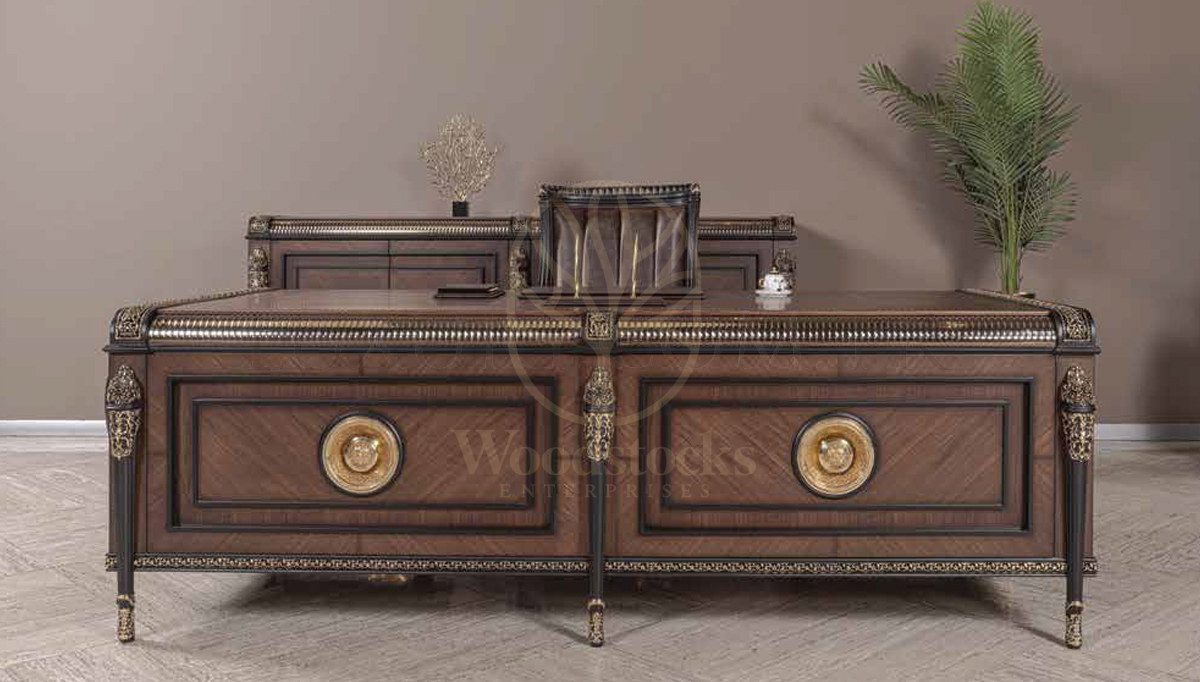 Royal Narvik Hand Carved Teak Office Table, Saharanpur, view 3