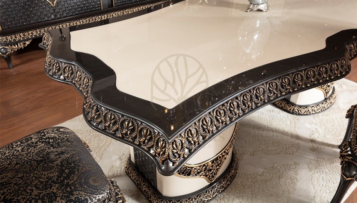 Royal Resso Hand Carved Teak Dining Table Set, Saharanpur, view 6
