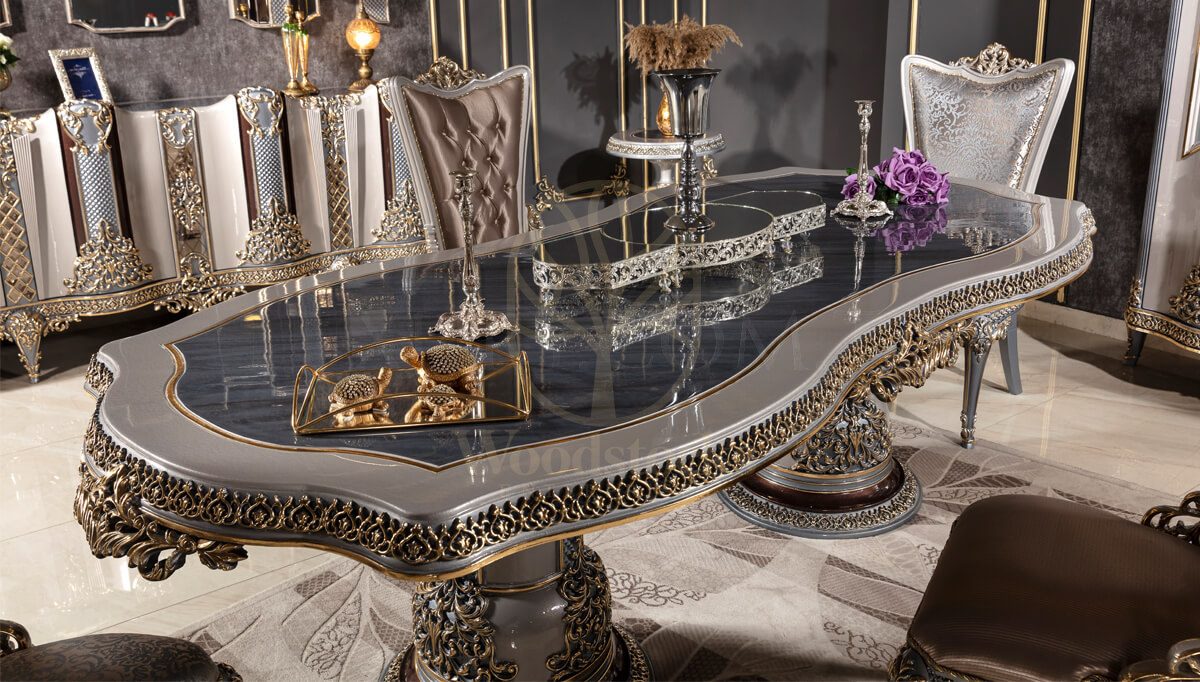 Royal Potenza Hand Carved Teak Dining Table Set, Saharanpur, view 3