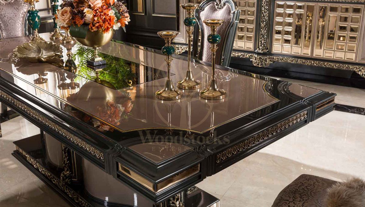 Royal Esterosa Hand Carved Teak Dining Table Set, Saharanpur, view 4