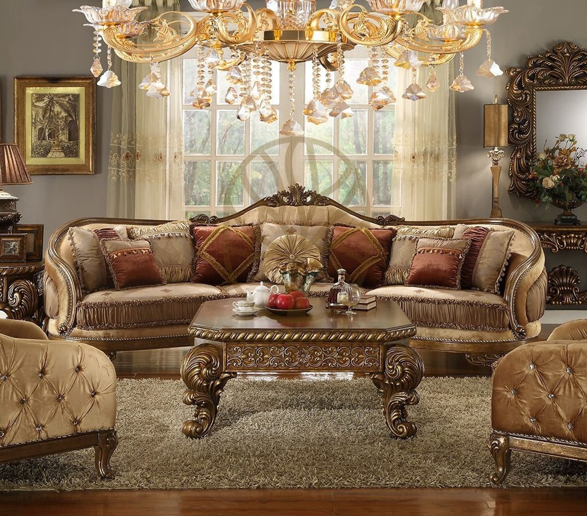Teak Victorian Brown L-Shape Sofa, alternate view