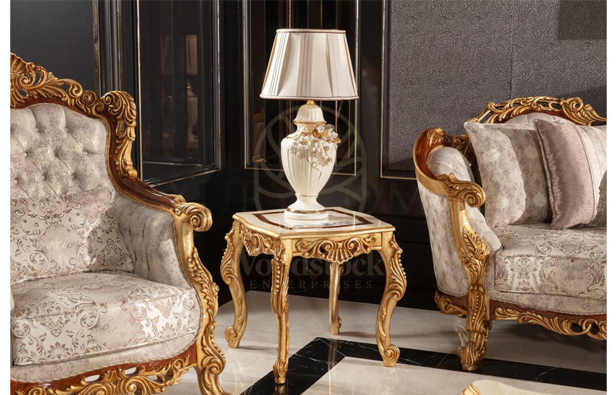 Royal Martinik Gold Leaf Hand Carved Teak Sofa Set, Saharanpur, view 6