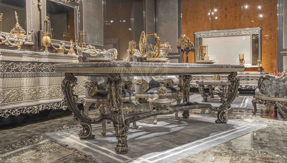 Royal Cenevre Hand Carved Teak Dining Table Set, Saharanpur, view 9