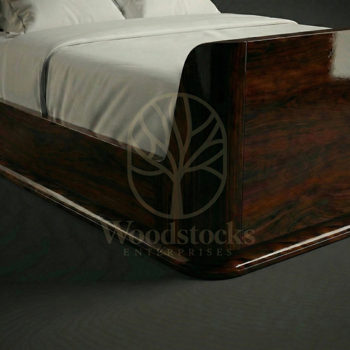 Luxury Teak Miami Streamline Moderne Leather Bed, Saharanpur, view 5