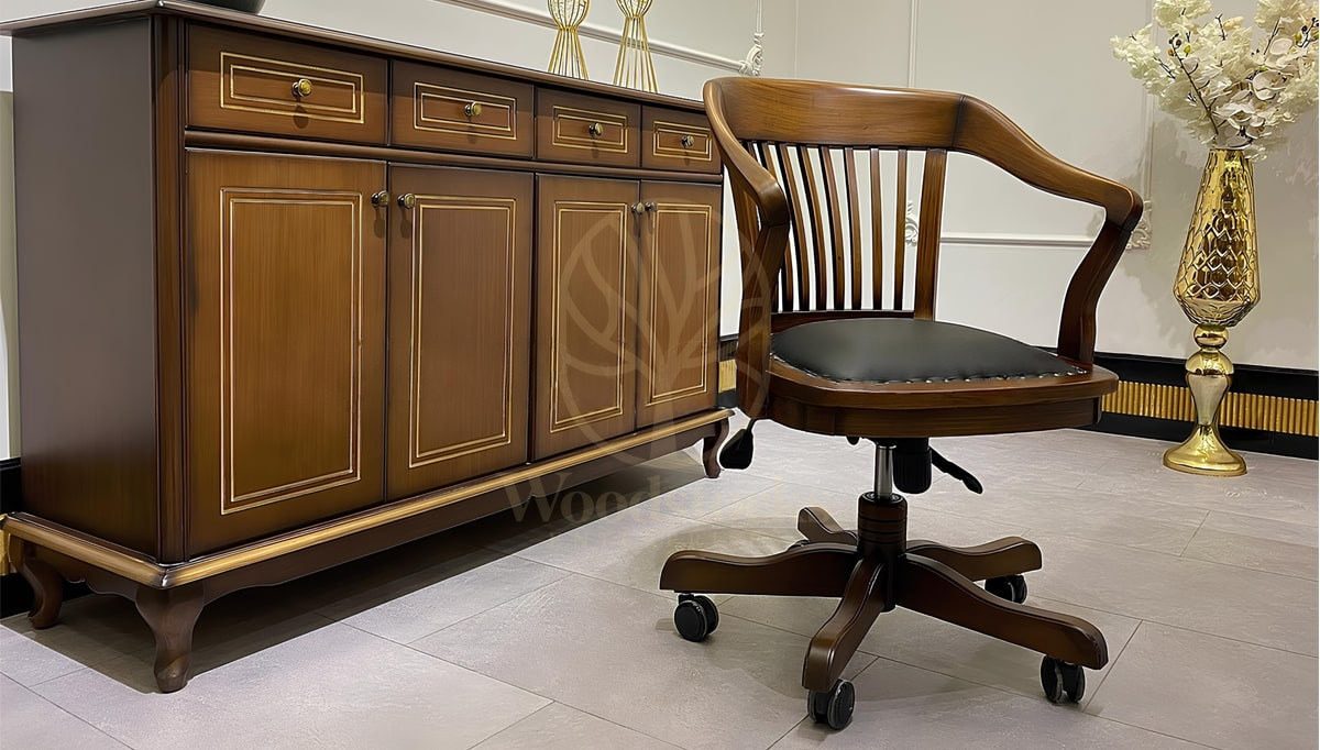 Royal Menekse Hand Carved Teak Office Table, Saharanpur, view 3