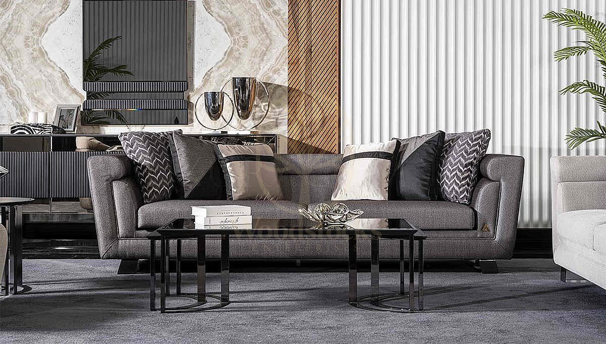 Luxury Elvano Grey Handcrafted Teak Sofa Set, Saharanpur, view 3