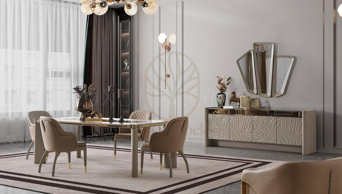 Luxury Talia Handcrafted Teak Dining Table Set, Saharanpur, view 4
