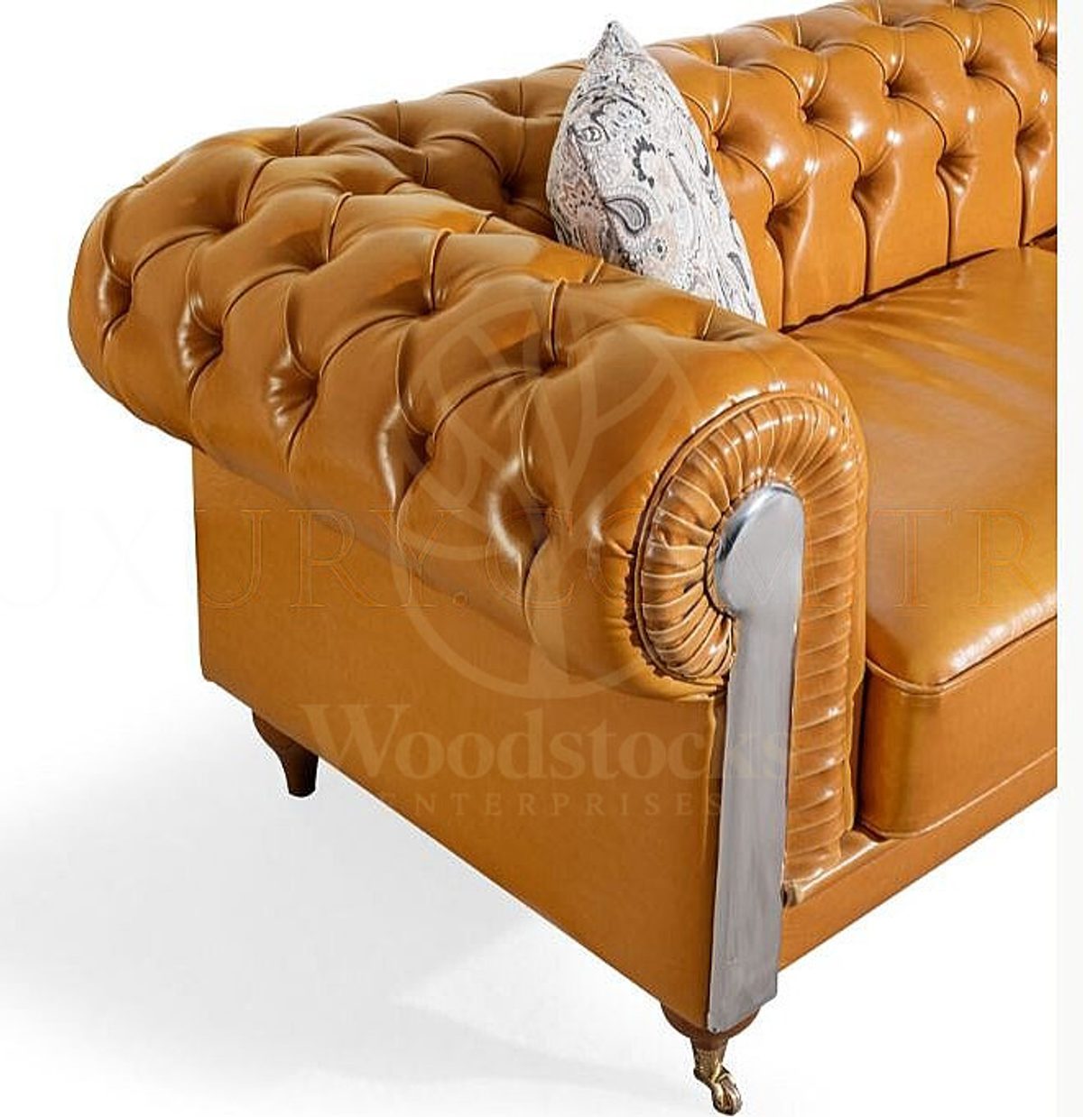 Royal Novante Chesterfield Leather Hand Carved Teak Sofa Set, Saharanpur, view 6