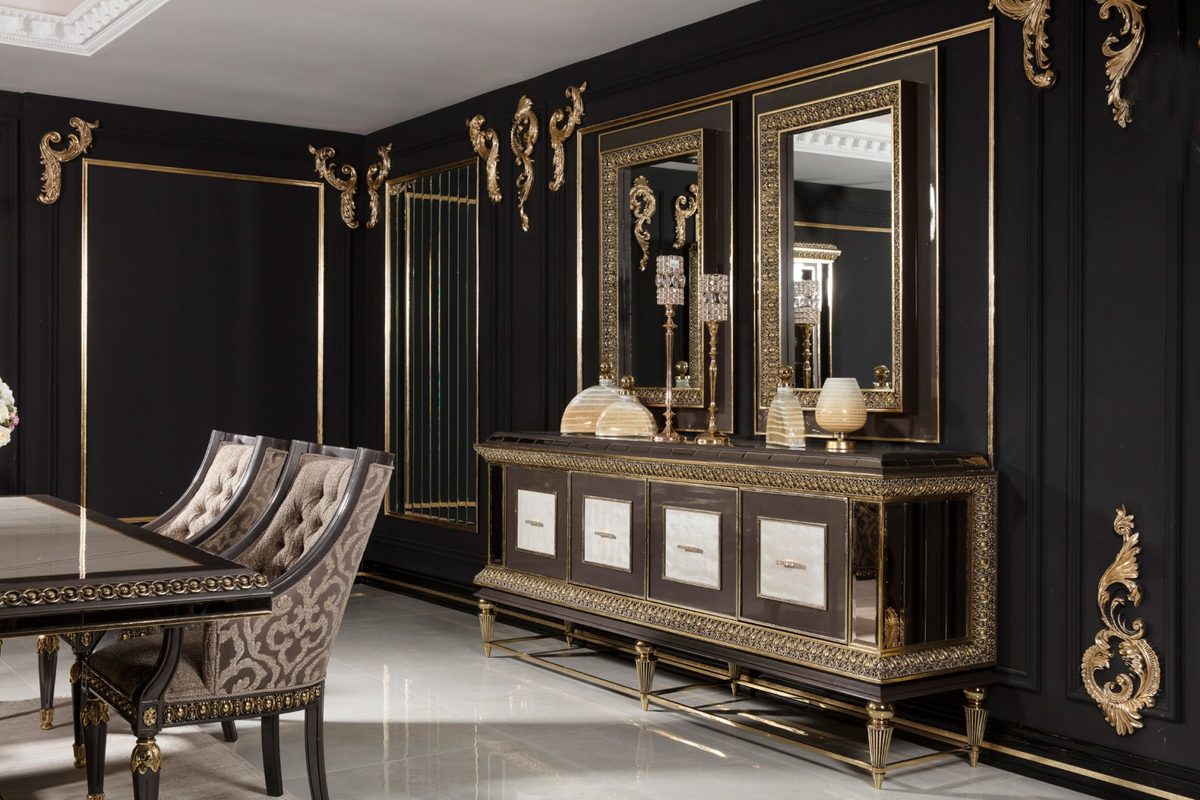 Teak Imperial Black and Ivory Console Table, Console Table