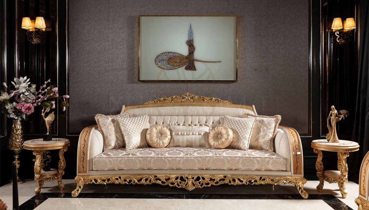 Royal Panamera Cream Hand Carved Teak Sofa Set, Saharanpur, view 9