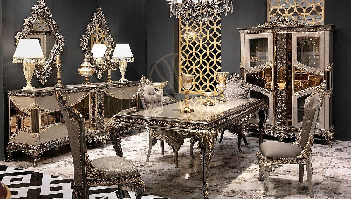 Royal Lotusa Hand Carved Teak Dining Table Set, Saharanpur, view 2