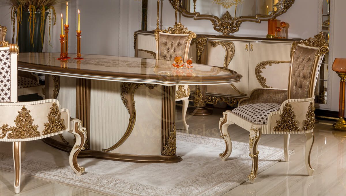Royal Beril Hand Carved Teak Dining Table Set, Saharanpur, view 5