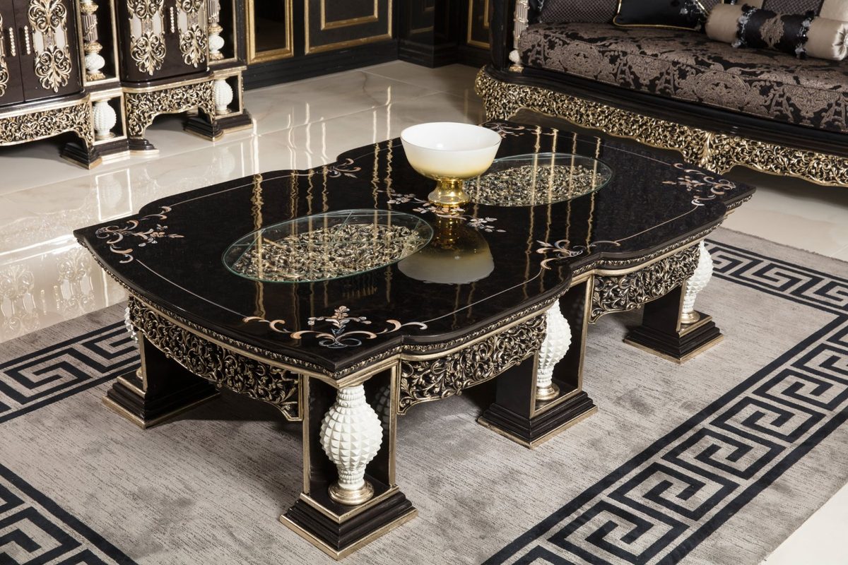 Teak Monaco Charcoal and Gold Center Table, Center Table