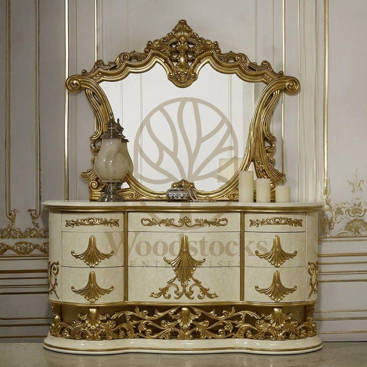 Teak Ornate Gold Dressing Table II, Dressing Table